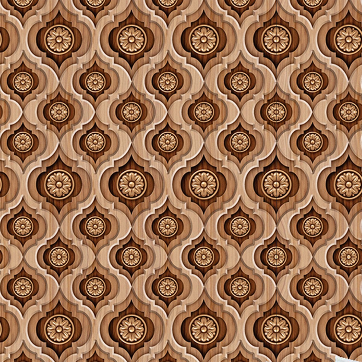 Self adhesive wallpaper,WALLPAPER,3D Seamless wooden carving tile PVC Wallpaper